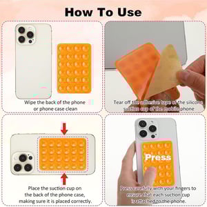 Adhesive Silicone Suction Phone Holder - Orange