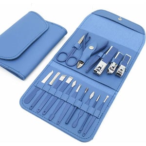 16pcs Manicure Set Pouch - Glaucus Blue