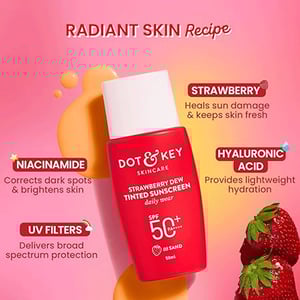 Dot & Key Strawberry Dew Tinted Sunscreen 50ml SPF 50+ PA++++ 03 Sand  •