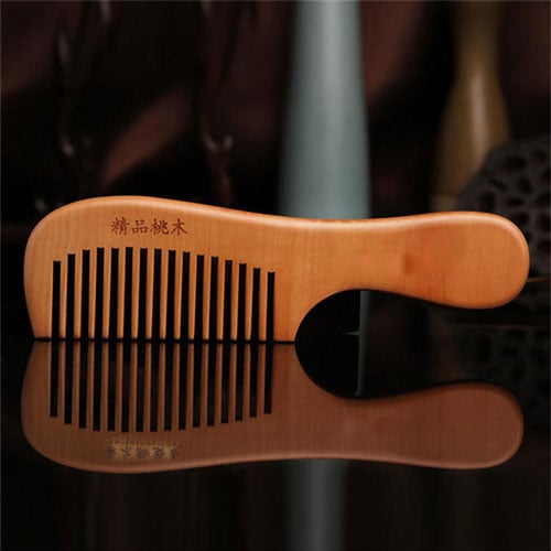 Naturally Carved Peach Sandalwood Wood Comb