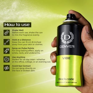 Denver Black Code Deodorant Body Spray 150ml - Vibe •