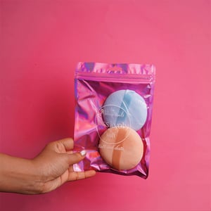 Kiss Lovely 2pcs Soft Makeup Puff Set - Beige & Sky Blue