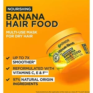 Garnier Ultimate Blends Nourishing Banana Hair Food + Vitamins C, E, F Multi-Use Hair Mask For Dry Hair 400ml •
