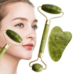Daily Facial Massage Roller With Gua Sha - Green