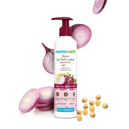 Mamaearth Onion Hair Fall Control Shampoo With Onion & Plant Keratin 250ml •