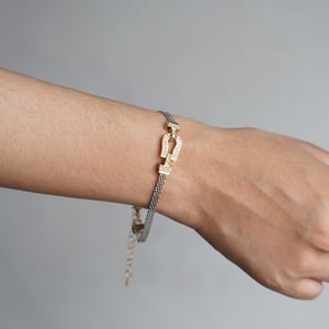 Simple Micro Paved Zircon Thin Bracelet - Silver Gold (O1)