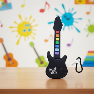 Roll Up Musical Guitar With Holder - Black