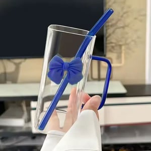 Square Shape Pookie Mug With Straw & Lid - Blue