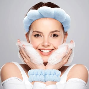 Sweet Beauty Spa Headband & Wristband Set - Baby Blue