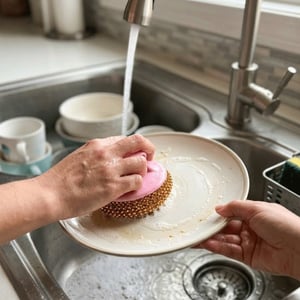Plastic Handle Dish Cleaner - Blue