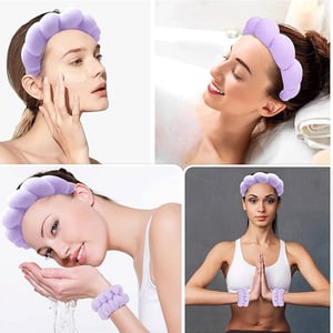 Sweet Beauty Spa Headband & Wristband Set - Purple