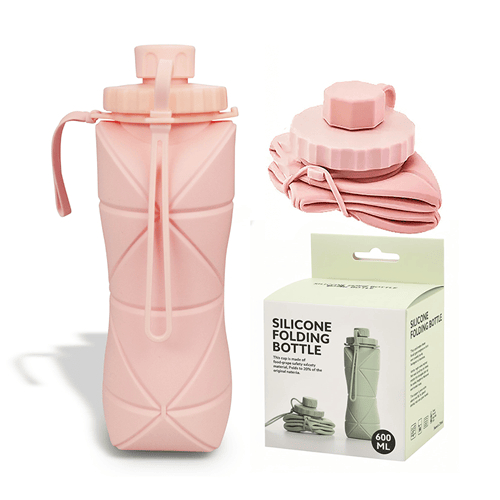 Silicone Folding Bottle 600ml - Pink