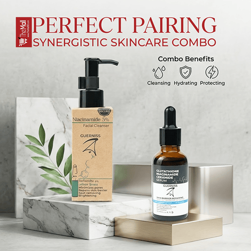 Guerniss Raw Niacinamide 5% Facial Cleanser 100ml With Guerniss Raw Glutathione Niacinamide Serum 30ml Combo