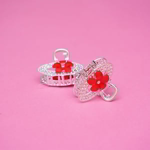 Oval Shape Rhinestone Hair Clip - Red