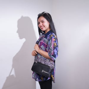 Stripelnc Ladies Crossbody Bag - Black & White Leaf