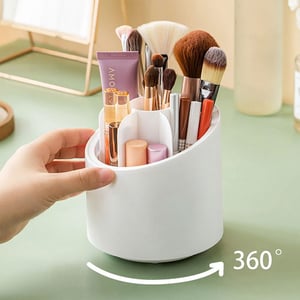 360 Rotary Cosmetic Brush Storage Bucket - White