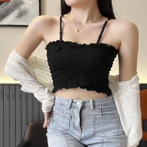 Adjustable Padded Crop Top - Black