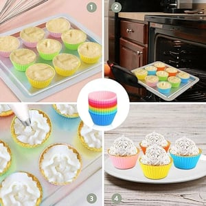 Wave Shape Cup-Cake Baking Silicon Cup - Pink