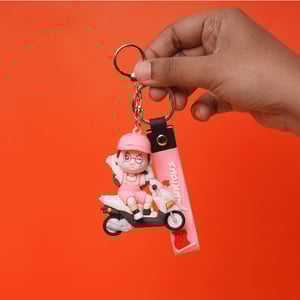 Silicon Scooty Girl Keyring - Pink