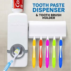 Tooth Paste Dispenser With Tooth Brush Holder