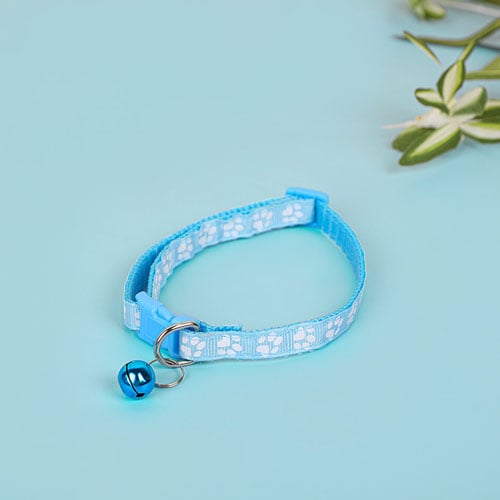Footprint Patches Cross-Border Pet Neck Collar With Rattle - Sky Blue