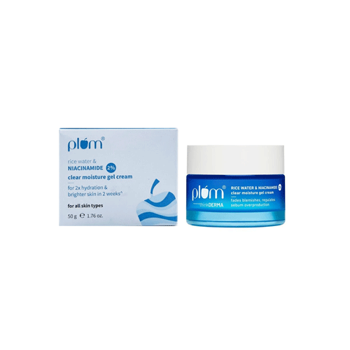 Plum 2% Niacinamide And Rice Water Clear Moisture Gel Cream 50g •