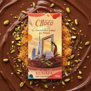 Choco Premium Chocolate Dubai Pistachio With Kunafa Milk Chocolate Bar 200g  •