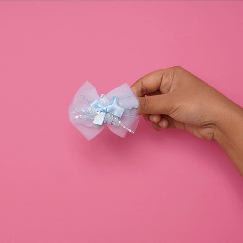 Baby Star With Bow Tie Hair Clip 1pc - Sky Blue