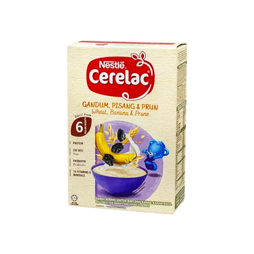Nestle Cerelac Wheat, Banana & Prun (From 6months) 250g •