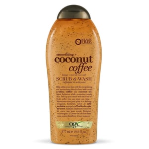 OGX Smooth + Coconut Coffee Scrub And Wash 577ml •
