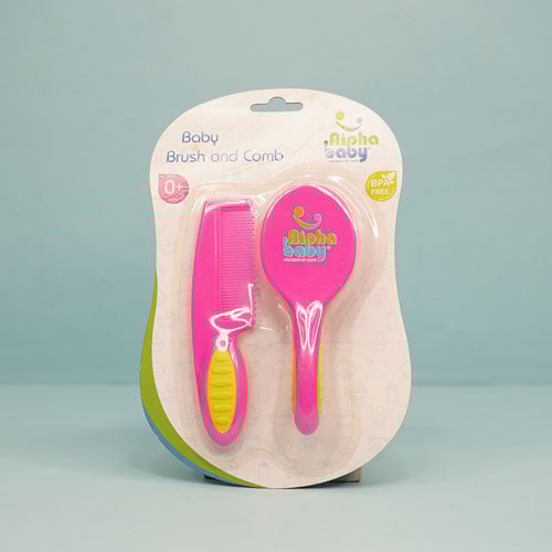Alpha Baby Brush and Comb Set - Pink