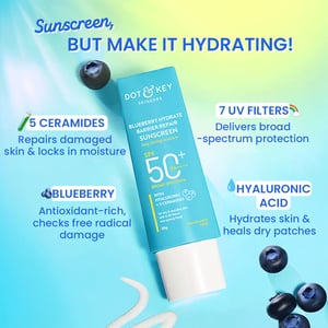 Dot & Key Blueberry Hydrate Barrier Repair Sunscreen SPF 50+ with Hyaluronic and Ceramides PA+++ 80g•