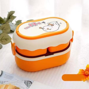 Say Hi Double-Layer Lunch Box With Handle - Orange