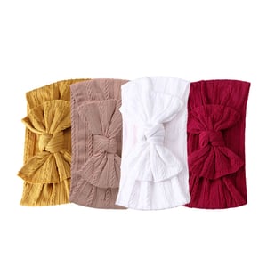 Wide Edge Bow Childrens Hairband 4pc Set - B1