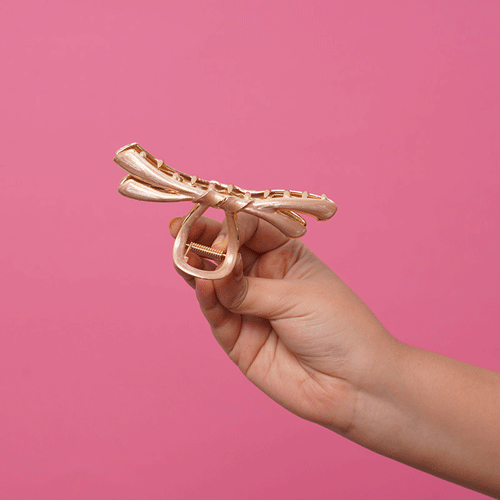 Bow Shape Metal Hair Clip - Golden