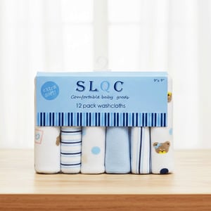SLQC Comfortable Baby Washcloths 12pcs - Blue