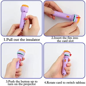 Educational Mini Flashlight Projector With 40 Pattern 5 Slides For Kids - Yellow