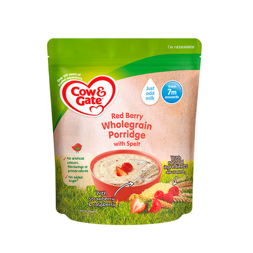 Cow & Gate Red Berry Wholegrain Porridge with Spelt (From 7 Months) 200g•