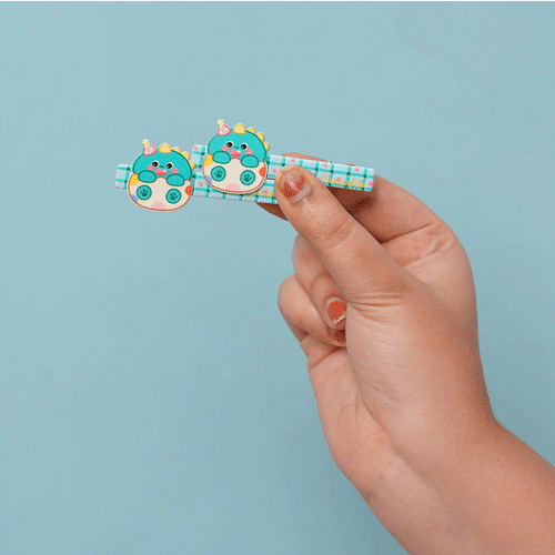 Girls Cute Cartoon Hair Clip 1 pair - Green Crocodile