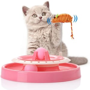 Multilayer Turntable With Spring Mouse Cat Toy (20214)