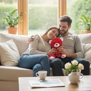 Red Teddy Bear With Heart - Sequin Heart