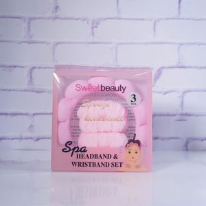 Sweet Beauty Spa Headband & Wristband Set - Baby Pink