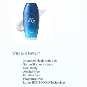 Rohto Skin Aqua Hyaluronic Serum UV Sunscreen Gel 70g SPF50+ PA+++ •