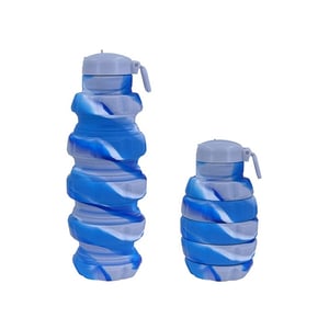 Grenade Shaped Foldable Silicone Bottle - Blue