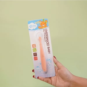 Baby Sillicone Feeding Spoon - Peach Fuzz