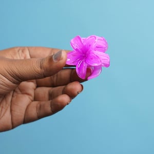 Glossy Plumeria Flower Shape Hair Clip - Purple