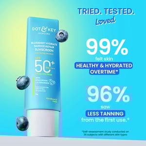 Dot & Key Blueberry Hydrate Barrier Repair Sunscreen SPF 50+ with Hyaluronic and Ceramides PA+++ 80g•