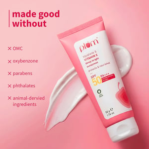 Plum Squalane And Vitamin E Dewy Bright Sunscreen 50ml SPF 50 PA+++ •