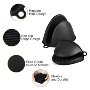 Silicone Heat Resistant Gloves 1 Pair - Black