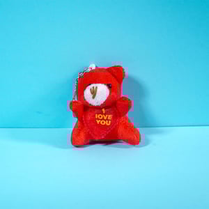Mini Teddy Bear Key Ring With Kiss & I love You Sound - Red